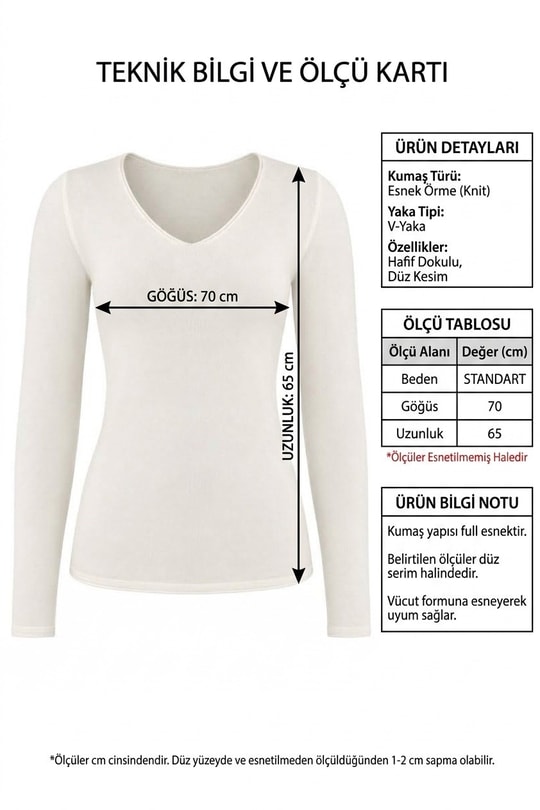 V Yaka Yumuşak Angora Triko Kazak – Basic Esnek Kadın Bluz - Vizon