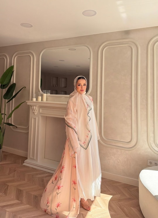 HR-1190H&R ButikKyl- Lubel Şallı Abaya Pudra