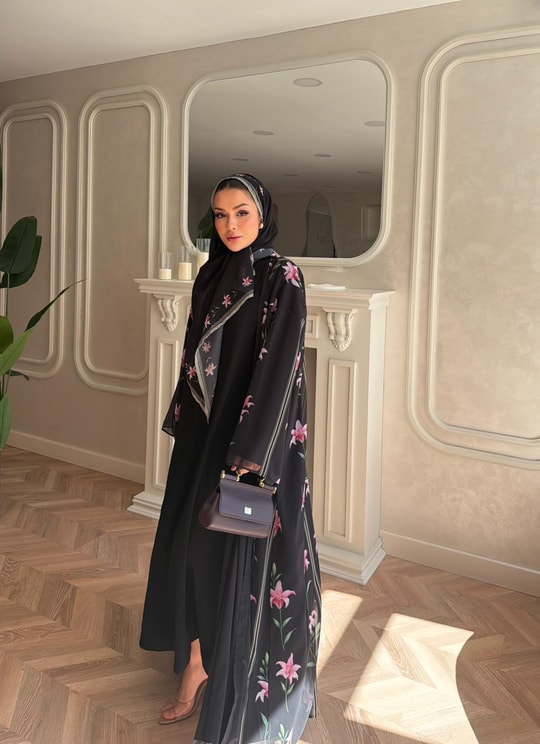 HR-1190H&R ButikKyl- Lubel Şallı Abaya Siyah