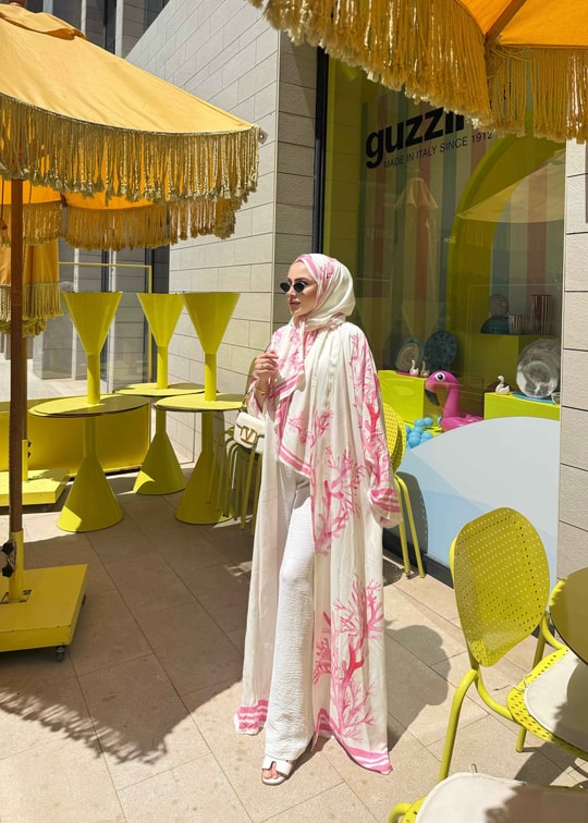 HR-1212H&R ButikKyl - Mosa Viskon Şallı Abaya Pembe