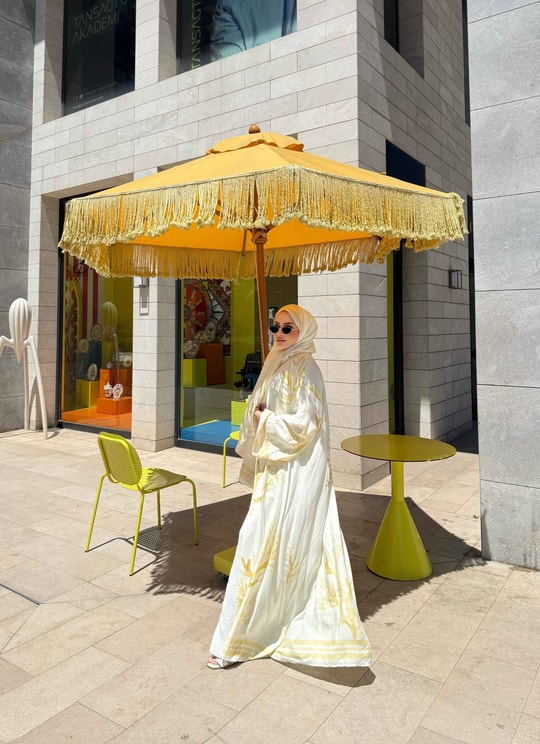 HR-1212H&R ButikKyl - Mosa Viskon Şallı Abaya Sarı