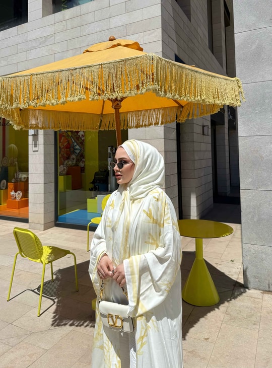 HR-1212H&R ButikKyl - Mosa Viskon Şallı Abaya Sarı