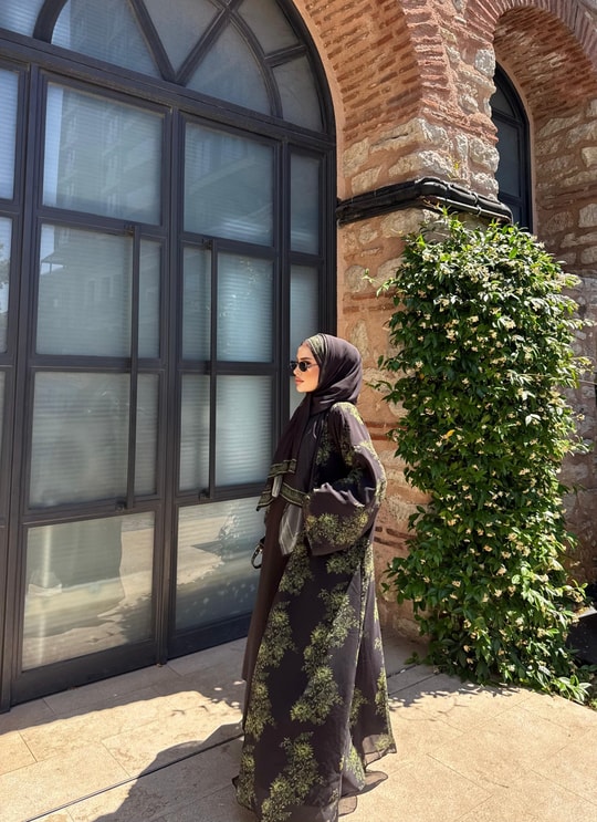 HR-1229H&R ButikKyl- Neva Yeşil Şallı Abaya
