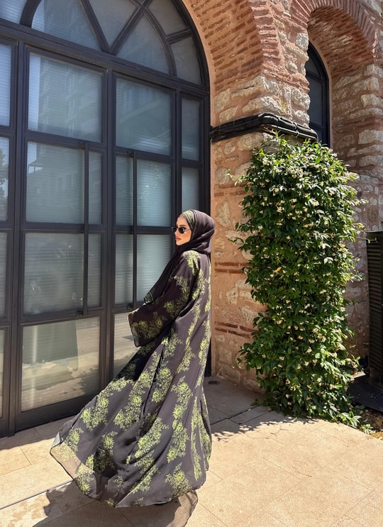HR-1229H&R ButikKyl- Neva Yeşil Şallı Abaya