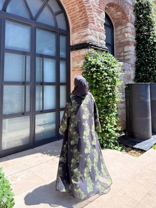 HR-1229H&R ButikKyl- Neva Yeşil Şallı Abaya
