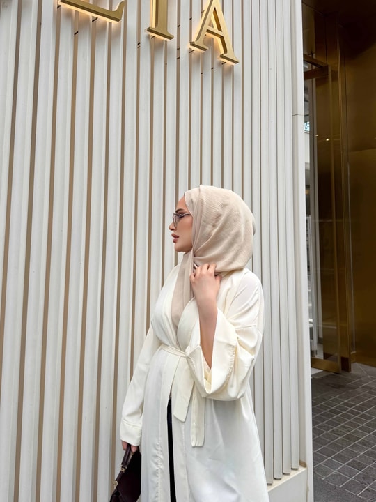 HR-1095H&R ButikPol - Nura Abaya Ekru