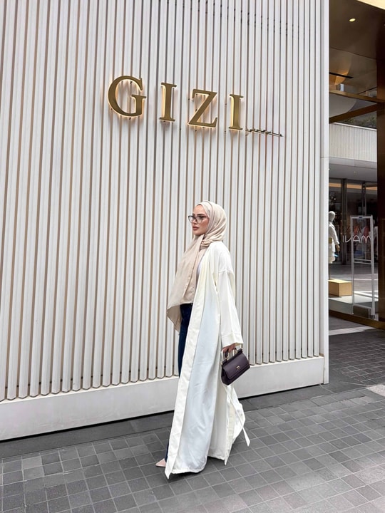 HR-1095H&R ButikPol - Nura Abaya Ekru