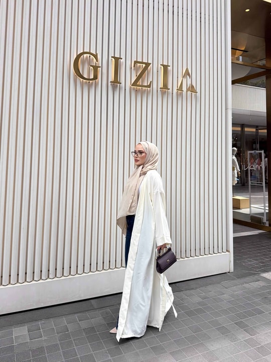 HR-1095H&R ButikPol - Nura Abaya Ekru