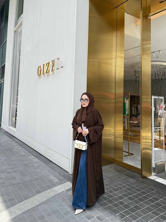 HR-1095H&R ButikPol - Nura Abaya Kahve