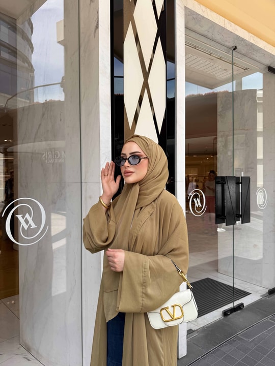 HR-1104H&R ButikPol- Qamal Şallı Abaya Camel