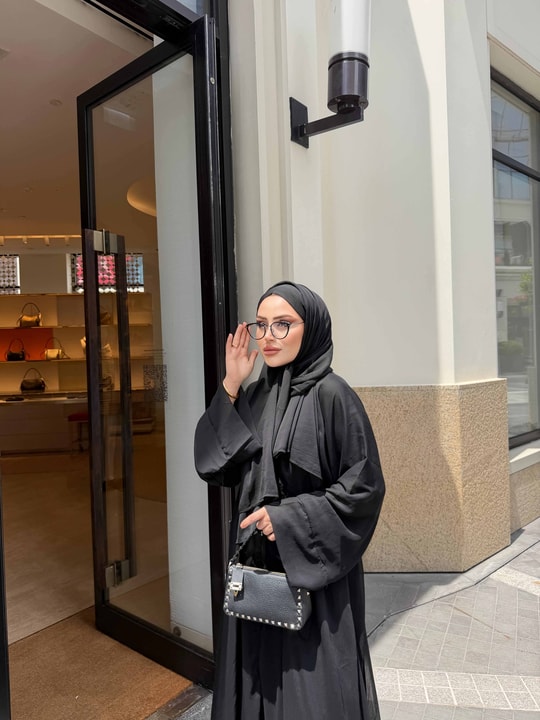 HR-1104H&R ButikPol- Qamal Şallı Abaya Siyah