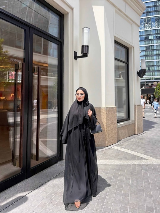 HR-1104H&R ButikPol- Qamal Şallı Abaya Siyah