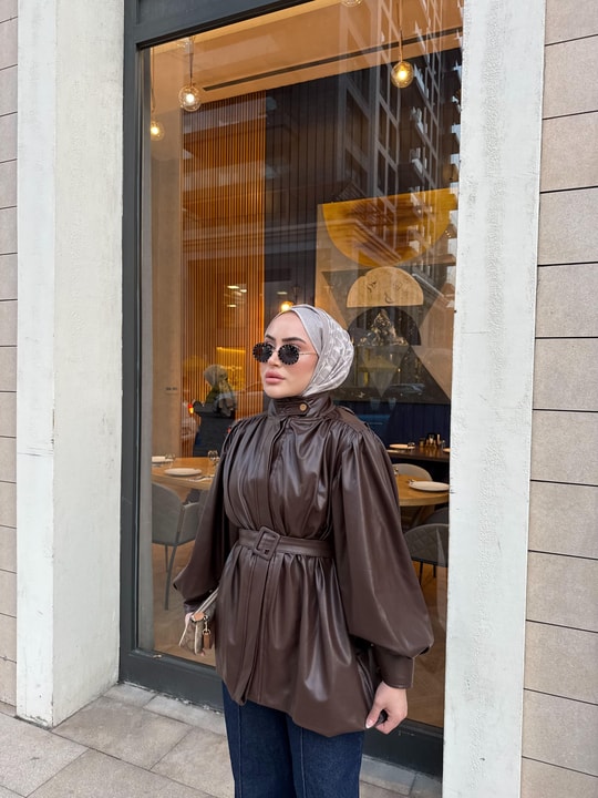 Ceket-223H&R ButikAla Deri Ceket Acı Kahve
