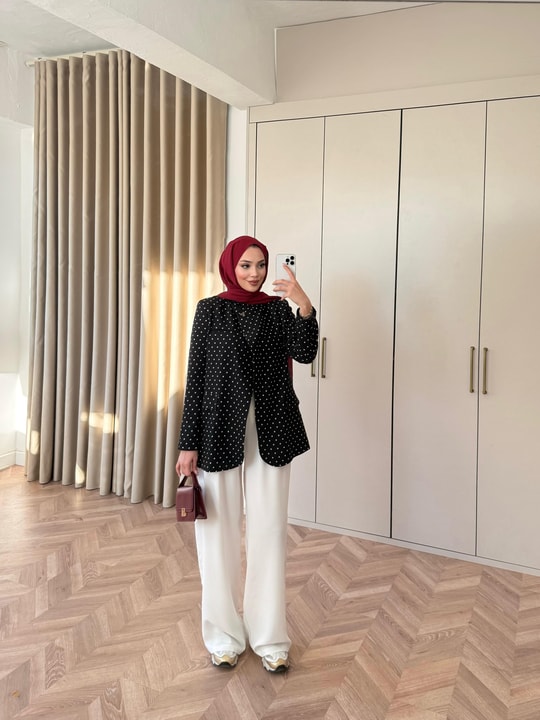 HR-0492H&R ButikBel-Flow Puantiyeli Ceket