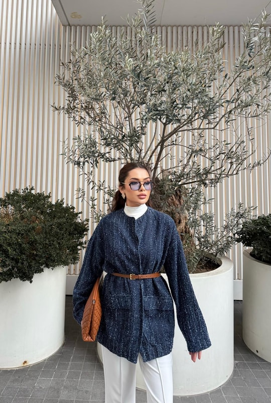 Ceket-132H&R ButikJolie Seyyar Kuşaklı Ceket