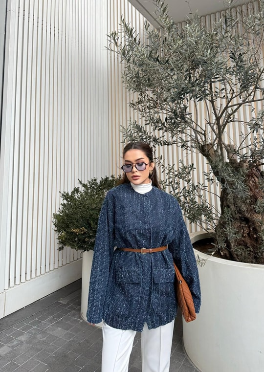 Ceket-132H&R ButikJolie Seyyar Kuşaklı Ceket