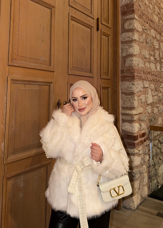 HR-3348H&R ButikNG - Asil Angora Ceket Beyaz