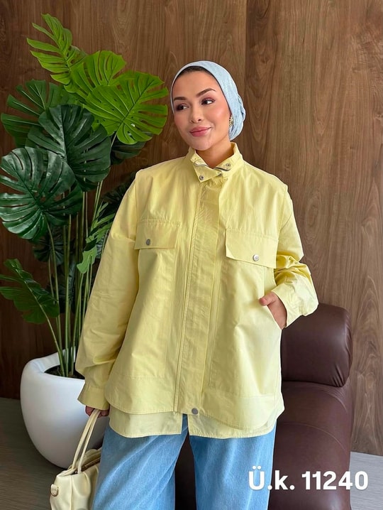 HR-2863H&R ButikPw Sina Gabardin Ceket Sarı