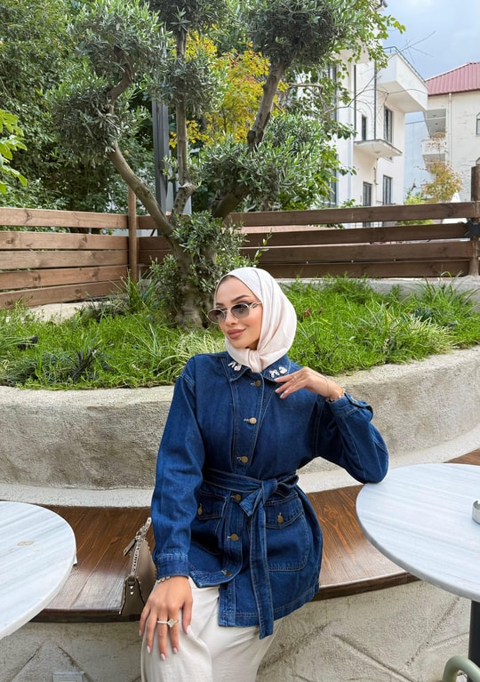 HR-3009H&R ButikTb-İsca Kot Ceket Lacivert