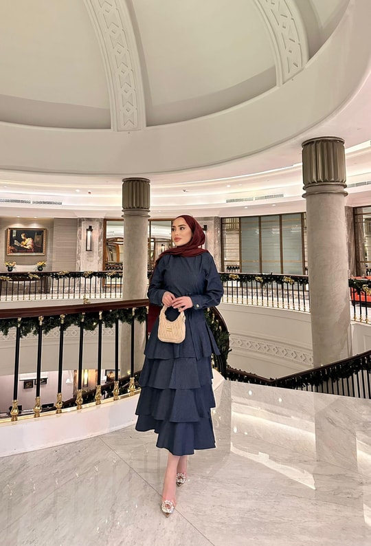elbs-1517H&R ButikFırfır Detaylı Tensel Kot Elbise Açık Mavi