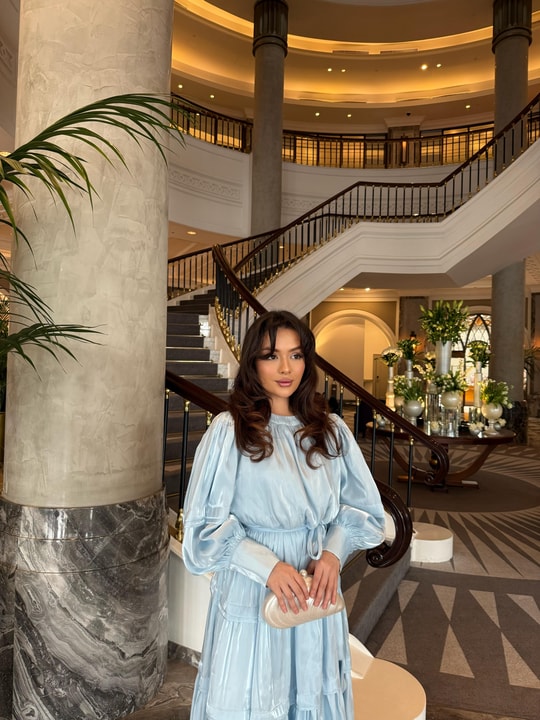 ELB-139H&R ButikFus- Aura Kat Detaylı Saten Ebise Bebe Mavi