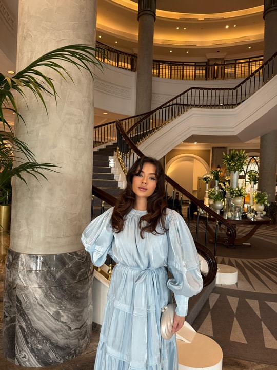 ELB-139H&R ButikFus- Aura Kat Detaylı Saten Ebise Bebe Mavi