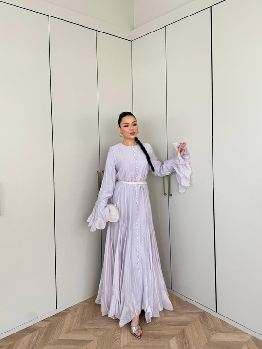 HR-0327H&R ButikFuş- Edal Modal Elbise Lila