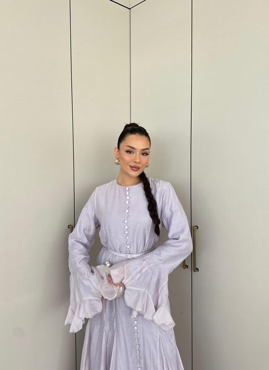 HR-0327H&R ButikFuş- Edal Modal Elbise Lila
