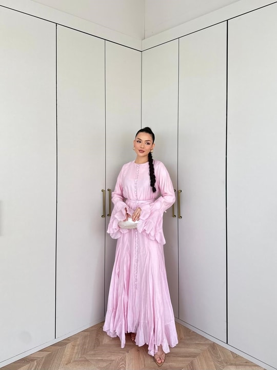 HR-0327H&R ButikFuş- Edal Modal Elbise Pembe