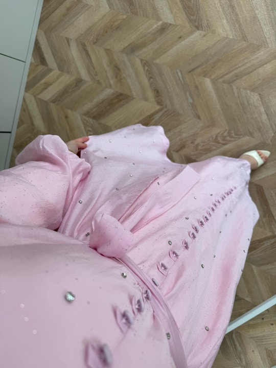 HR-0061H&R ButikFus- Exna Taşlı Elbise Pembe