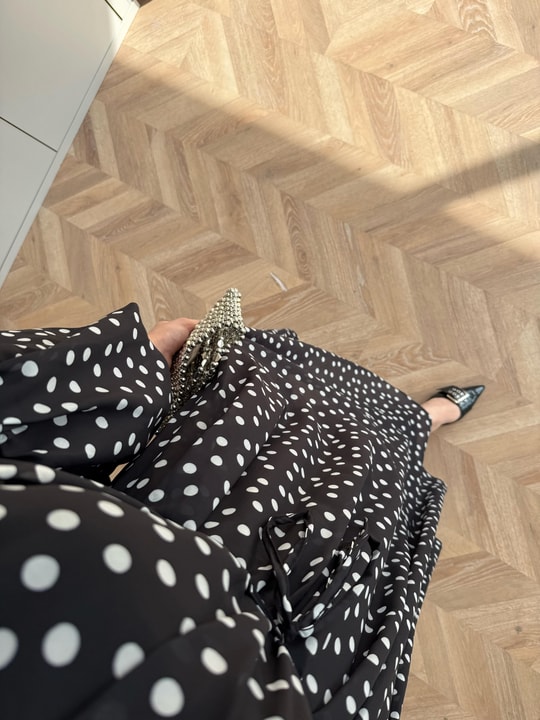 HR-0033H&R ButikHew-Elin Puantiyeli Elbise Siyah