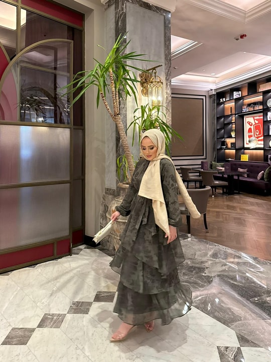 ELB-191H&R ButikHew- Pera Kat Kat Elbise Haki