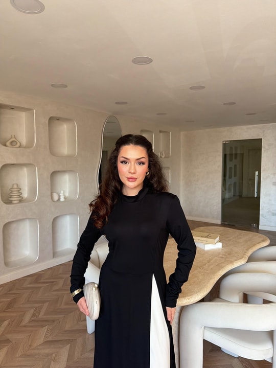 HR-1173H&R ButikHot - Alya 2 Renk Elbise Siyah-Beyaz
