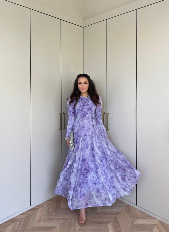 HR-1200H&R ButikKyl- Sela Şifon Elbise Lila