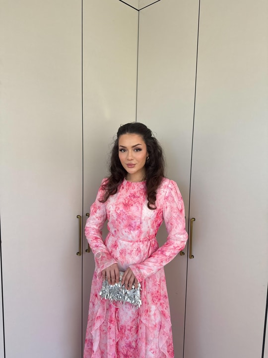 HR-1200H&R ButikKyl- Sela Şifon Elbise Pembe