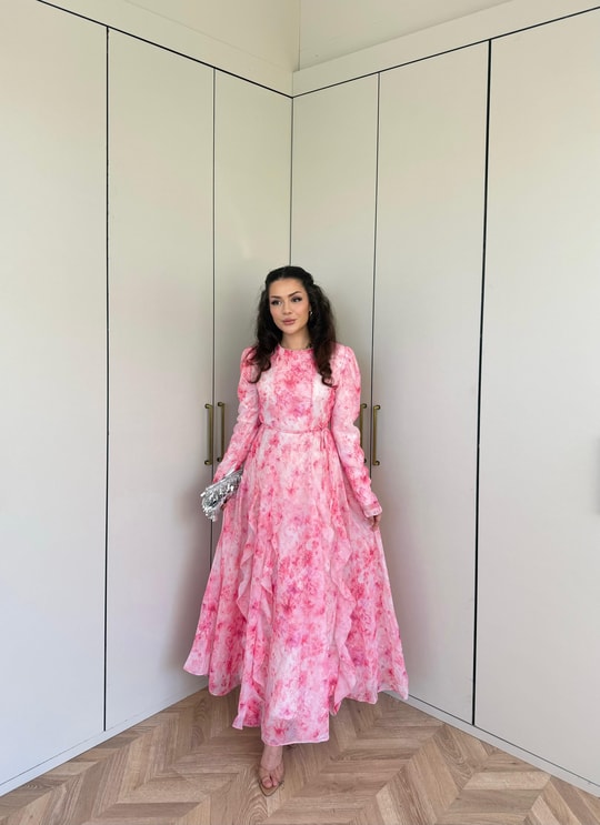 HR-1200H&R ButikKyl- Sela Şifon Elbise Pembe