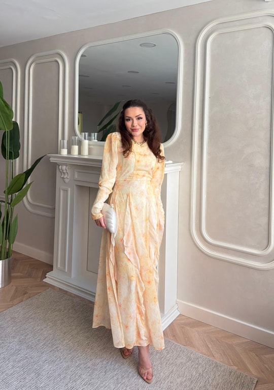 HR-1200H&R ButikKyl- Sela Şifon Elbise Sarı