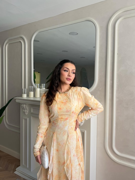 HR-1200H&R ButikKyl- Sela Şifon Elbise Sarı