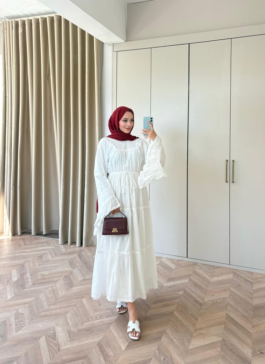 HR-1500H&R ButikMarli Elbise Beyaz