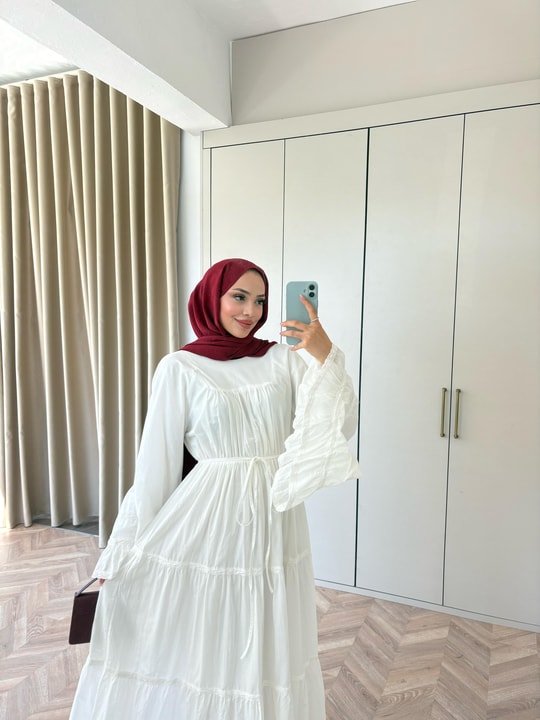 HR-1500H&R ButikMarli Elbise Beyaz
