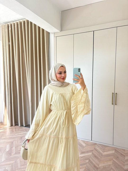 HR-1500H&R ButikMarli Elbise Sarı