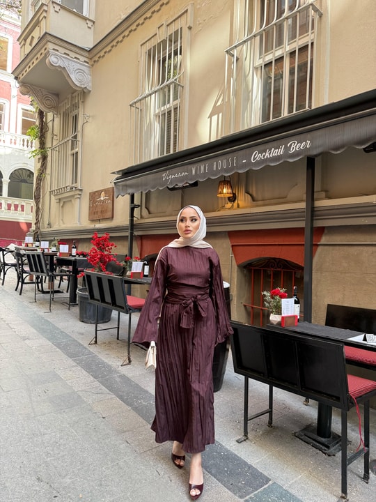 elbs-1638H&R ButikMassi Muadil Elbise Bordo