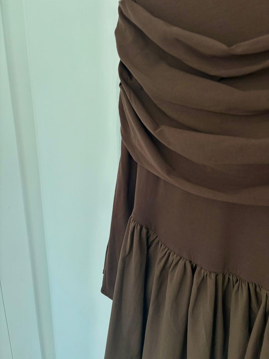 elbs-1614H&R ButikMelda Yaka Detaylı Elbise Acı Kahve