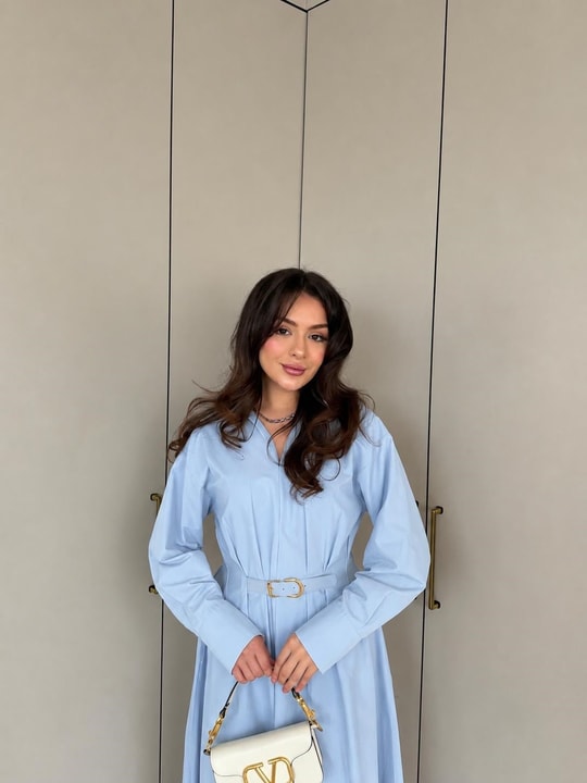 HR-0965H&R ButikMıs- Desan Kemerli Elbise Bebe Mavi