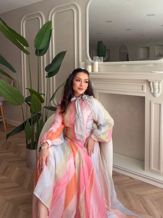 HR-1182H&R ButikMoi - Elifa Renkli Elbise