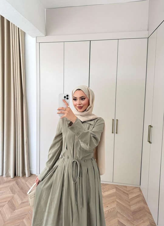 HR-0860H&R ButikMoi- Leisa Elbise Haki