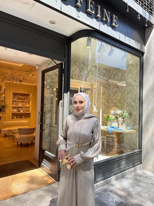 elbs-1683H&R ButikNil Kırışık Detaylı Elbise Krem