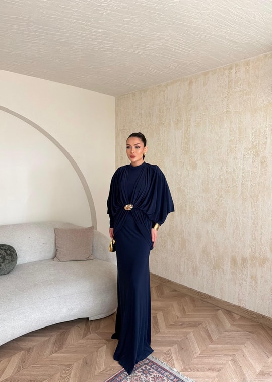 HR-0802H&R ButikQaş-  Aural Sandy Elbise Lacivert