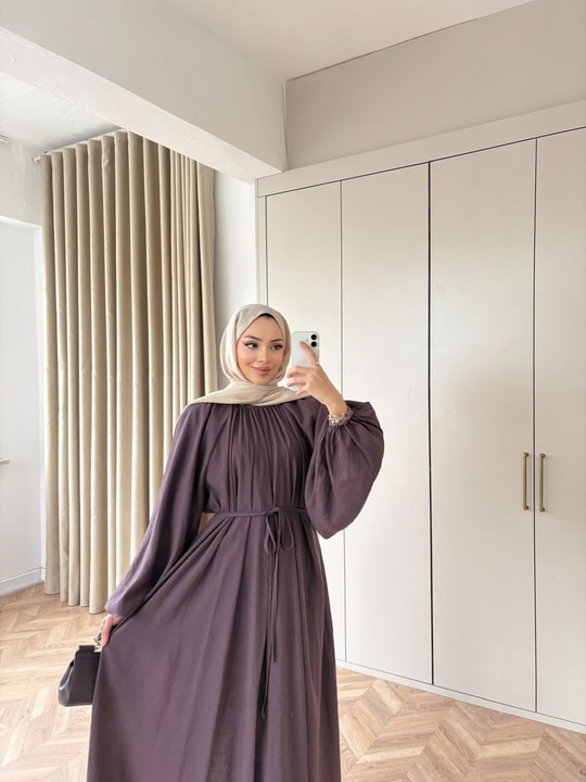 HR-0174H&R ButikQu- Olivia Elbise Mor