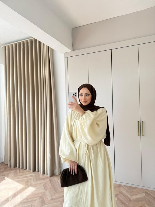 HR-0174H&R ButikQu- Olivia Elbise Sarı